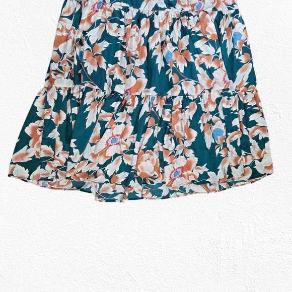 Lulus Green Teal Floral Heat Wave Babe Tie-Back Tiered Maxi Dress Size Medium - Picture 3 of 8